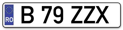 Placuta inmatriculare numar auto  B-79-ZZX, B 79 ZZX, B79ZZX