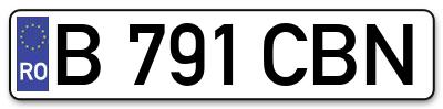 Placuta inmatriculare numar auto  B-791-CBN, B 791 CBN, B791CBN