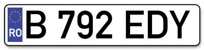 Placuta inmatriculare numar auto  B-792-EDY, B 792 EDY, B792EDY