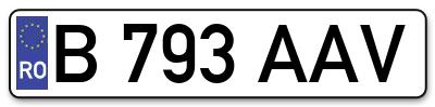 Placuta inmatriculare numar auto  B-793-AAV, B 793 AAV, B793AAV