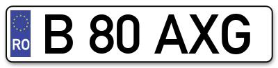 Placuta inmatriculare numar auto  B-80-AXG, B 80 AXG, B80AXG