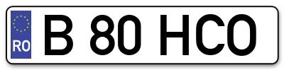 Placuta inmatriculare numar auto  B-80-HCO, B 80 HCO, B80HCO