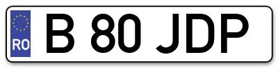 Placuta inmatriculare numar auto  B-80-JDP, B 80 JDP, B80JDP