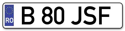 Placuta inmatriculare numar auto  B-80-JSF, B 80 JSF, B80JSF