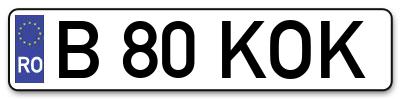 Placuta inmatriculare numar auto  B-80-KOK, B 80 KOK, B80KOK