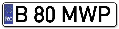 Placuta inmatriculare numar auto  B-80-MWP, B 80 MWP, B80MWP