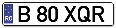 Placuta inmatriculare numar auto  B-80-XQR, B 80 XQR, B80XQR