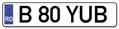 Placuta inmatriculare numar auto  B-80-YUB, B 80 YUB, B80YUB