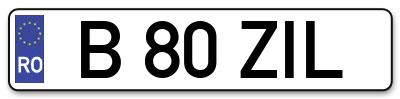 Placuta inmatriculare numar auto  B-80-ZIL, B 80 ZIL, B80ZIL