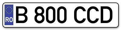 Placuta inmatriculare numar auto  B-800-CCD, B 800 CCD, B800CCD