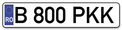 Placuta inmatriculare numar auto  B-800-PKK, B 800 PKK, B800PKK