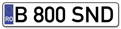 Placuta inmatriculare numar auto  B-800-SND, B 800 SND, B800SND
