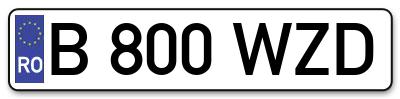 Placuta inmatriculare numar auto  B-800-WZD, B 800 WZD, B800WZD