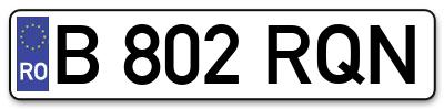 Placuta inmatriculare numar auto  B-802-RQN, B 802 RQN, B802RQN