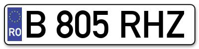 Placuta inmatriculare numar auto  B-805-RHZ, B 805 RHZ, B805RHZ