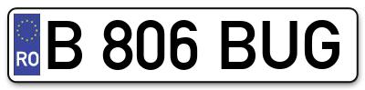 Placuta inmatriculare numar auto  B-806-BUG, B 806 BUG, B806BUG