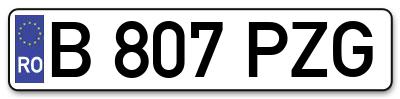 Placuta inmatriculare numar auto  B-807-PZG, B 807 PZG, B807PZG