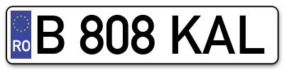 Placuta inmatriculare numar auto  B-808-KAL, B 808 KAL, B808KAL