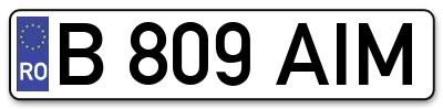 Placuta inmatriculare numar auto  B-809-AIM, B 809 AIM, B809AIM