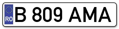 Placuta inmatriculare numar auto  B-809-AMA, B 809 AMA, B809AMA
