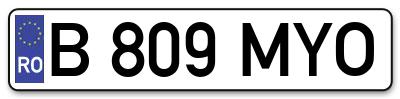 Placuta inmatriculare numar auto  B-809-MYO, B 809 MYO, B809MYO