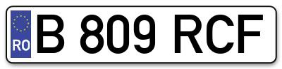 Placuta inmatriculare numar auto  B-809-RCF, B 809 RCF, B809RCF