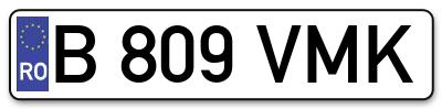 Placuta inmatriculare numar auto  B-809-VMK, B 809 VMK, B809VMK