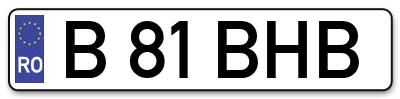 Placuta inmatriculare numar auto  B-81-BHB, B 81 BHB, B81BHB