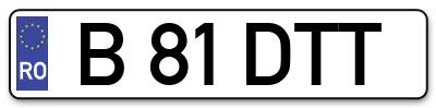 Placuta inmatriculare numar auto  B-81-DTT, B 81 DTT, B81DTT