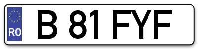 Placuta inmatriculare numar auto  B-81-FYF, B 81 FYF, B81FYF