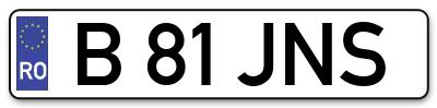 Placuta inmatriculare numar auto  B-81-JNS, B 81 JNS, B81JNS