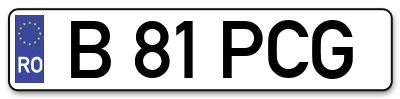 Placuta inmatriculare numar auto  B-81-PCG, B 81 PCG, B81PCG