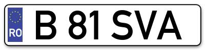 Placuta inmatriculare numar auto  B-81-SVA, B 81 SVA, B81SVA