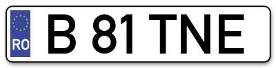 Placuta inmatriculare numar auto  B-81-TNE, B 81 TNE, B81TNE