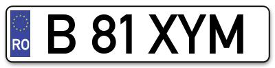 Placuta inmatriculare numar auto  B-81-XYM, B 81 XYM, B81XYM