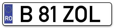 Placuta inmatriculare numar auto  B-81-ZOL, B 81 ZOL, B81ZOL