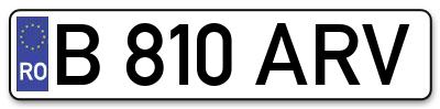 Placuta inmatriculare numar auto  B-810-ARV, B 810 ARV, B810ARV