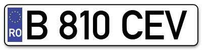 Placuta inmatriculare numar auto  B-810-CEV, B 810 CEV, B810CEV