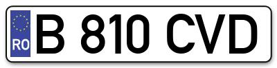 Placuta inmatriculare numar auto  B-810-CVD, B 810 CVD, B810CVD