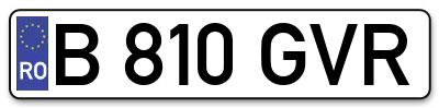 Placuta inmatriculare numar auto  B-810-GVR, B 810 GVR, B810GVR