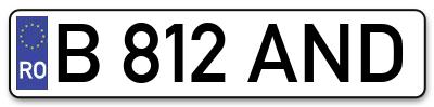 Placuta inmatriculare numar auto  B-812-AND, B 812 AND, B812AND
