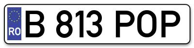 Placuta inmatriculare numar auto  B-813-POP, B 813 POP, B813POP