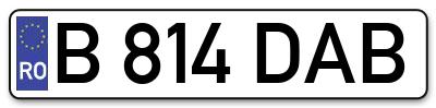 Placuta inmatriculare numar auto  B-814-DAB, B 814 DAB, B814DAB