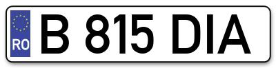 Placuta inmatriculare numar auto  B-815-DIA, B 815 DIA, B815DIA