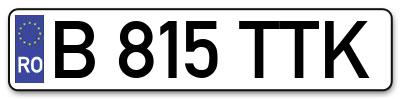 Placuta inmatriculare numar auto  B-815-TTK, B 815 TTK, B815TTK