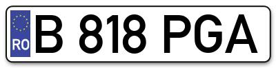 Placuta inmatriculare numar auto  B-818-PGA, B 818 PGA, B818PGA