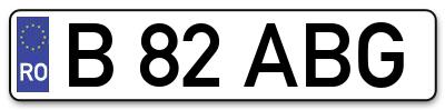 Placuta inmatriculare numar auto  B-82-ABG, B 82 ABG, B82ABG