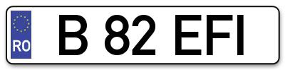 Placuta inmatriculare numar auto  B-82-EFI, B 82 EFI, B82EFI