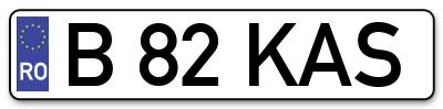 Placuta inmatriculare numar auto  B-82-KAS, B 82 KAS, B82KAS