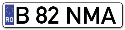Placuta inmatriculare numar auto  B-82-NMA, B 82 NMA, B82NMA